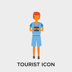 Tourist icon vector sign and symbol isolated on white background, Tourist logo concept