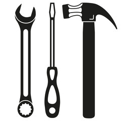 Black and white toolkit silhouette set