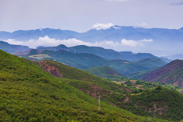 Obraz premium Scenic landscape view in Albanian mountain in summer day.