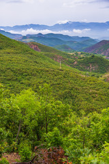 Scenic landscape view in Albanian mountain in summer day.