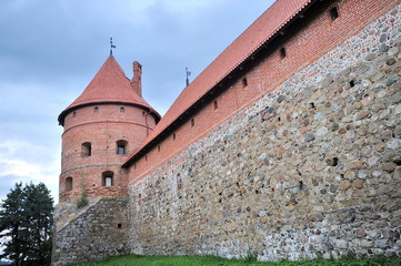 Fototapeta na wymiar Lithuania. Trakai Castle, in the middle of a large lake
