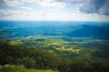 soft focus country side field  scenery nature landscape fro above concept with horizon lane view 