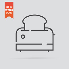 Toaster icon in flat style isolated on grey background.