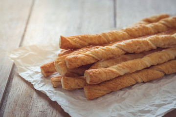 Bread sticks on baking sheet