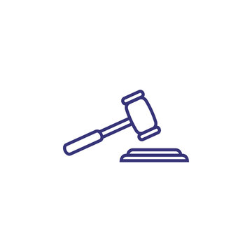 Auction line icon. Judge gavel, hammer, mallet. Trading or authority concept. Can be used for topics like trial, licitation, legislation