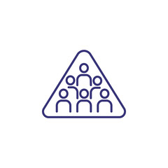 Business position line icon. Pyramid, triangle, businessman. Business concept. Can be used for topics like human resource, corporate hierarchy, company structure