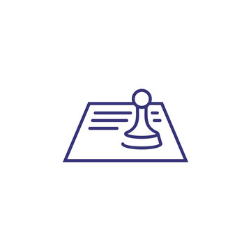 recommend clip art: Certified document line icon. Paper, seal, stamp. Approval concept. Can be used for topics like paperwork, certification, business