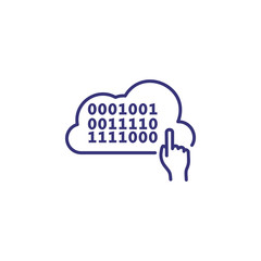 Coding line icon. Cloud, binary, hand. Information technology concept. Can be used for topics like big data, cloud service, programming