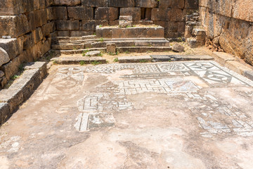 Remains of an asclepeion temple with mosaics in Lissos, an ancient city in south-west Crete