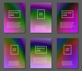 Set of abstract futuristic multicolor backgrounds with gradients. Applicable for Covers, Placards, Posters, Booklets, Blanks, Cards, Flyers and Banner Designs. A4, vector EPS10.