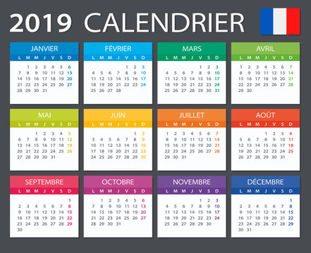 Calendar 2019 - French version
