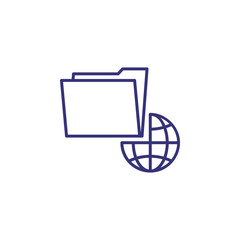 International files line icon. Globe, planet, folder, document. Communication concept. Can be used for topics like global business, data exchange, accessibility