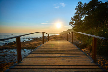 Fototapeta na wymiar sunset beach bridge