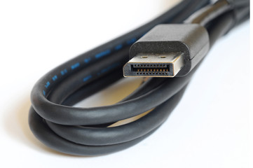 DisplayPort cable isolated on white
