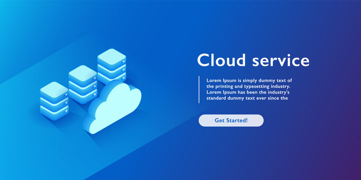Cloud services concept, Database and datacenter icon, file backup and saving, copy of file structure isometric vector