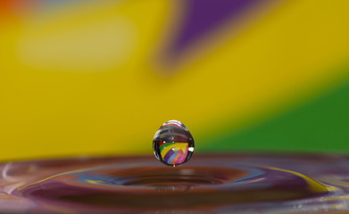 Water drop with colorful background