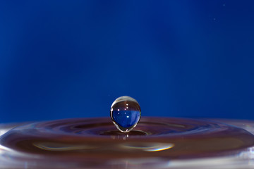 Water drop with blue background