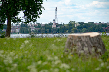 Obraz premium view of Valdai from the island of Selvitsky