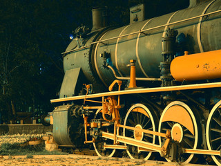 the old locomotive standing on the rails