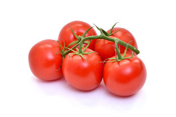 Isolated tomatoes on a white background.