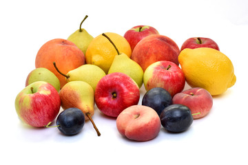 Fruits on a white background.