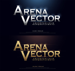 Elegant Silver and Golden Colored Metal Chrome Alphabet Font. Typography modern style gold font set. vector illustration