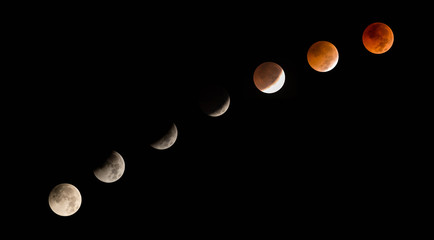 Set of Super Blood Moon. This picture is Super Blood Moon in Thailand. 27 July 2018