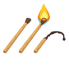 matches: lighted and burned