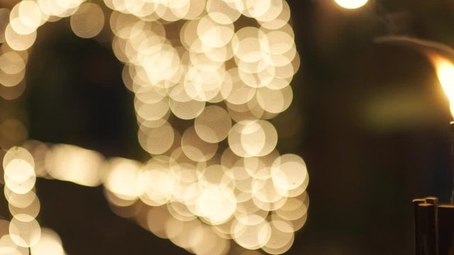 Wood Lantern Bottle with Bokeh light