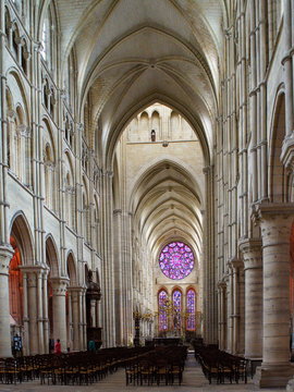 Interrior Of The Gothic Cathedral Of Laon 