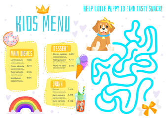 Children menu meal template.