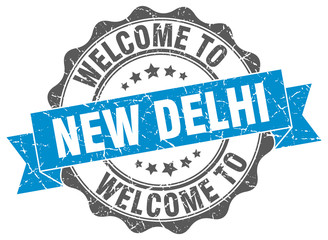 Fototapeta premium New Delhi round ribbon seal