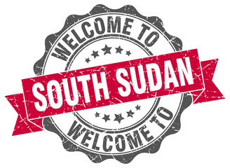 Obraz premium South Sudan round ribbon seal