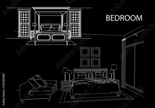 Linear Sketch Of An Interior Room Plan Sketch Line