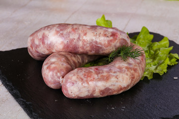 Raw pork sausages