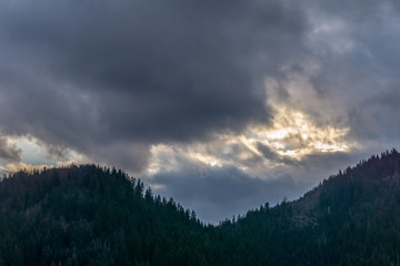Fototapeta premium Winter landscape with clouds