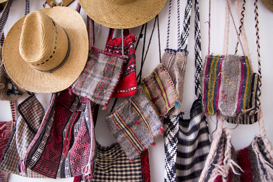 Romanian traditional hats and bags