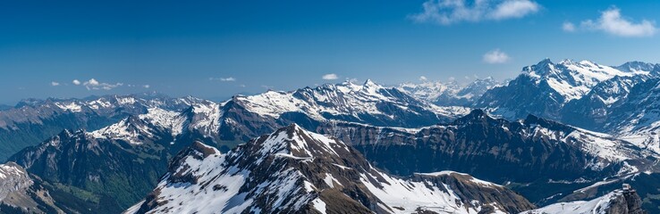 Switzerland, snow alps panorama view