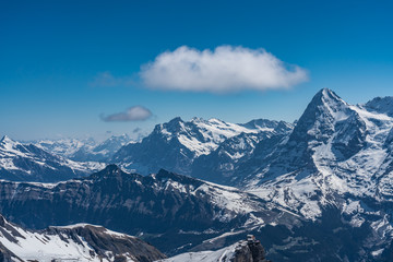 Switzerland, snow alps panorama view