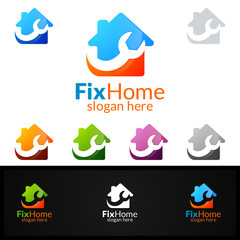 Real estate Logo, Fix Home Vector Logo Design suitable for architecture, handyman,bricolage,Diy