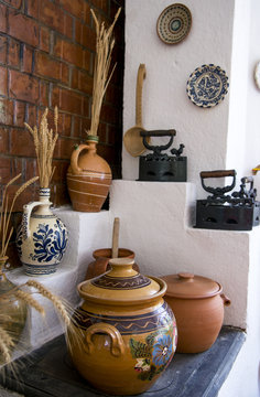 Traditional Romanian earthenware pottery in Buzau - Romania