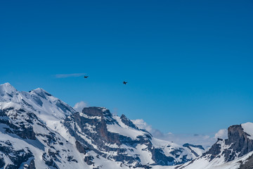 Switzerland, snow alps panorama view