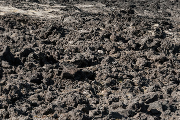Detalhe de lava solidificada no sistema vulcânico Krafla, na Islândia