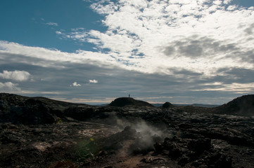 Fototapeta na wymiar Krafla é um sistema vulcânico com um diâmetro de aproximadamente 20 quilometros situado na região de Mývatn, norte da Islândia