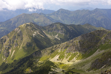 view from mountain boesenstein to mountains hochhaide and moserspitz, styria,austrian alps