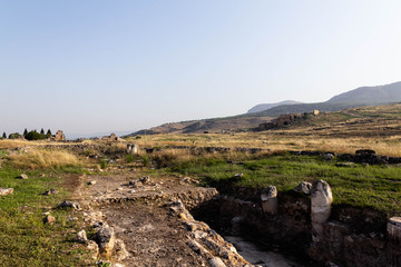 Ruins of an ancient city against the blue sky