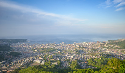 Otaru city view from Tenguyama mountain, Hokkaido, Japan.