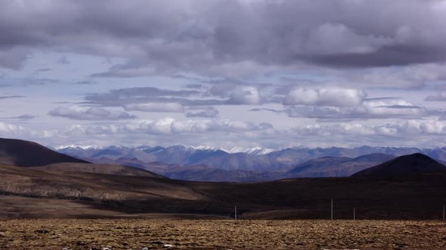 Timelapse of mountain landscape with plateau Tibet