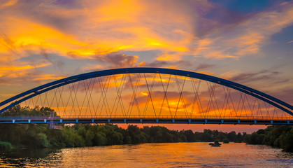 Fototapeta na wymiar Sunset landscape of Main river, Germany.