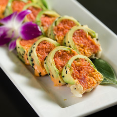 Sushi on a white plate